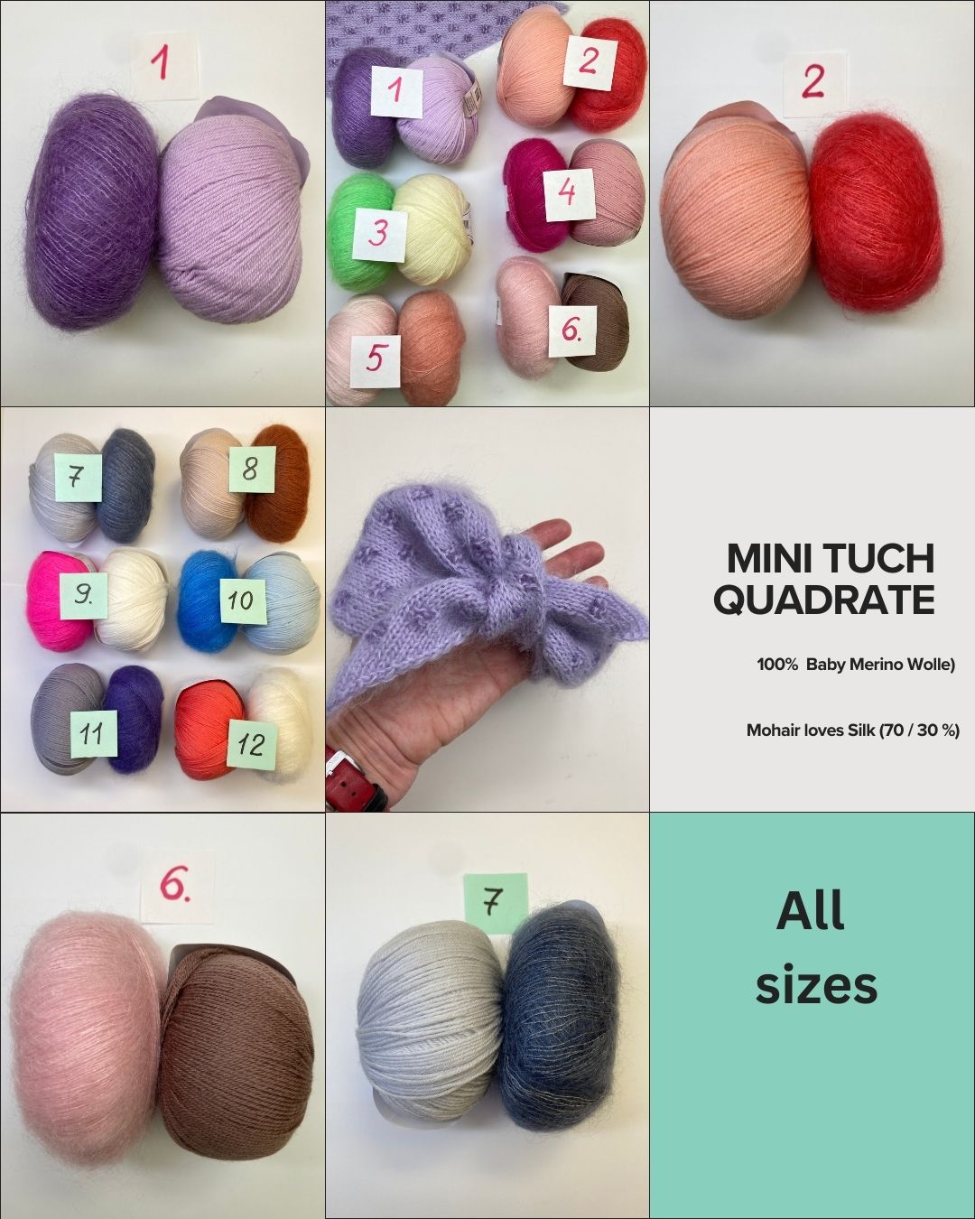 Mini Tuch  – Quadrate ohne Spannfäden - Garnset