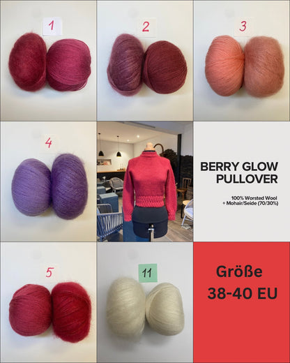 Berry Glow Pullover - Pure Natur Garn-Set Gr. 38-40 EU