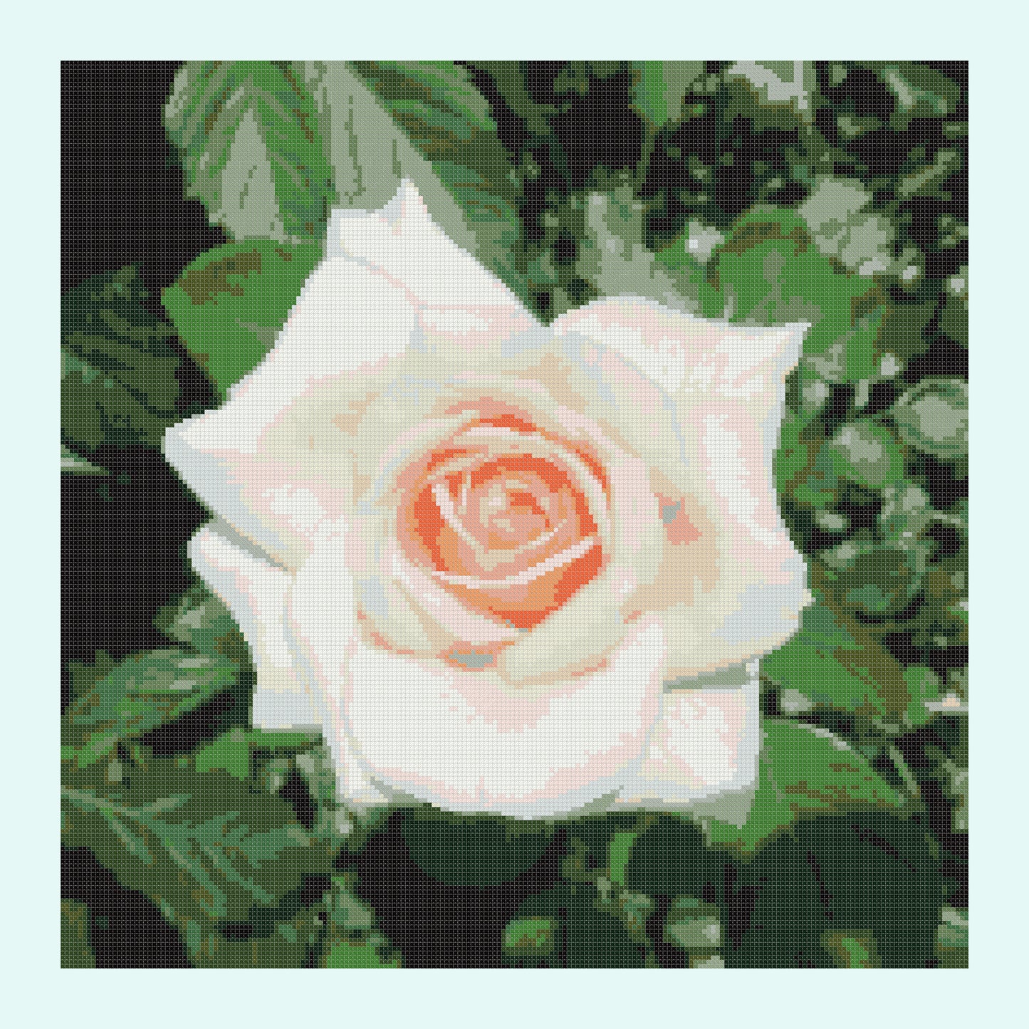 Kreuzstich Kissenhülle Rose auf Grün