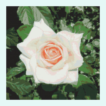 Kreuzstich Kissenhülle Rose auf Grün